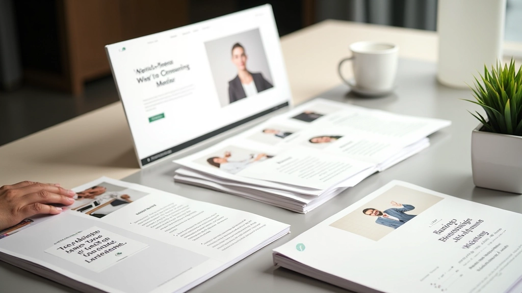 Web page layouts showing balanced text and imagery with visual calm maintained through white space